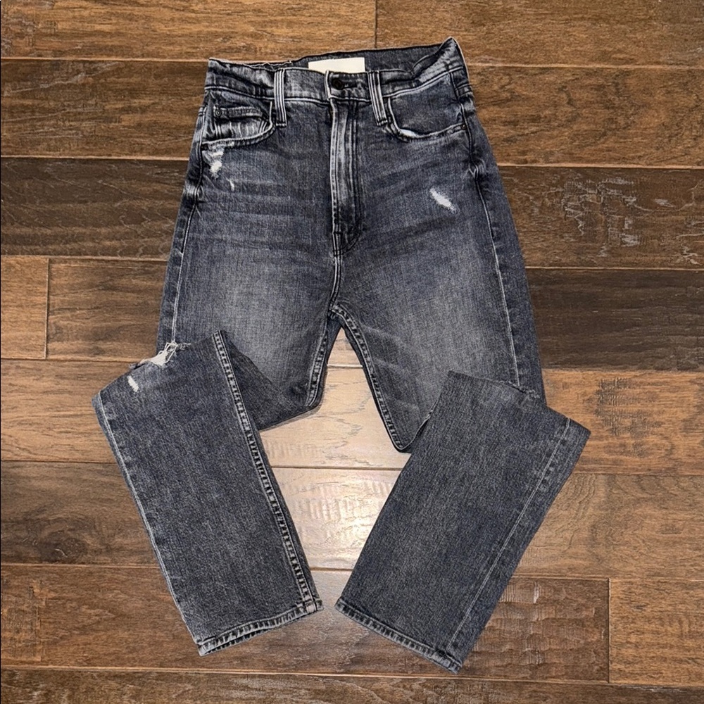MOTHER denim high waisted rider ankle jean -washed black size 25